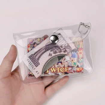 1 Adet Moda Kızlar Kart Cüzdan PVC Şeffaf Su Geçirmez Küçük bozuk para cüzdanı Kredi İş kimlik kartı tutucu Kılıfı Erkek Hediye için