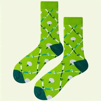 1 çift erkek Nefes Golf Desen spor çorapları Ekip Çorap Her Mevsim İçin