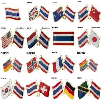 10 adet bir lot Tayland Bayrağı Yaka Pin Rozeti Broş
