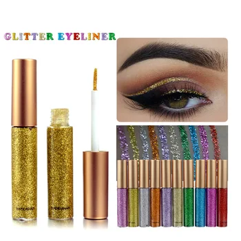 10 Renk Beyaz Altın Glitter Göz Farı Giymek Kolay Su Geçirmez Sıvı Eyeliner Güzellik Göz Kalemi Makyaj Maquiagem