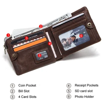 100 % Hakiki deri cüzdan Erkekler Küçük kart tutucu Portföy Fermuar bozuk para cüzdanı Cüzdan Mini Para Çantaları RFID Engelleme