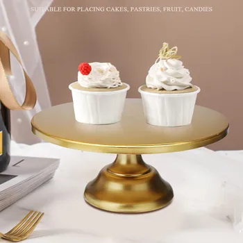 12 İnç Demir Yuvarlak Kek kek standı Plaka Kaide Tatlı Tutucu Düğün Doğum Günü Partisi-Altın