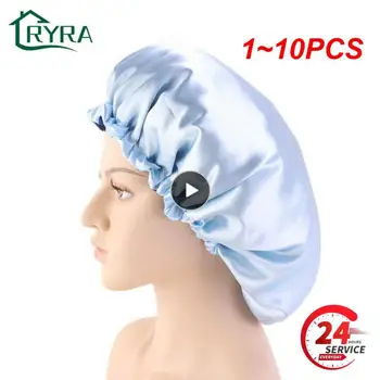 1~10 ADET Ayarlanabilir Nightcap Çift Katmanlı Saten Kaput Kıvırcık Elastik saç bonesi Saç Bakımı Kadın Şapkalar Gece Şapka Moda Şekillendirici