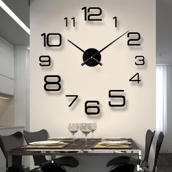 2022 Modern Tasarım Büyük duvar saati 3D DİY kuvars saatler Moda Saatler Akrilik ayna çıkartmaları Oturma Odası Ev Dekor Horloge