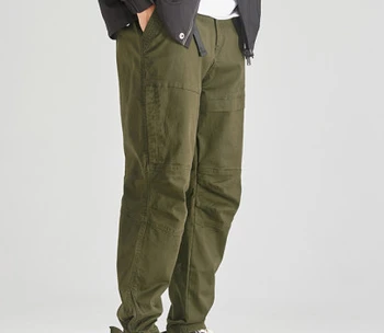 2023 Sonbahar ve İlkbahar Yeni Erkek Pamuk Düz Renk Gevşek Rahat Safari Tarzı Pantolon Cep Ordu Yeşil İş Giysisi Günlük Kargo Pantolon