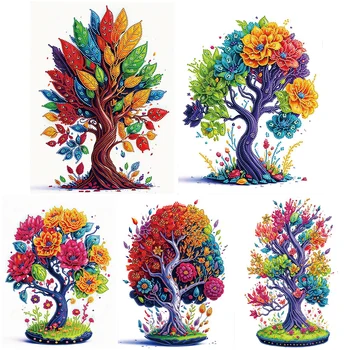 30 * 40cm Kısmi Özel Şekilli Gökkuşağı Çiçek Ağacı Kiti 5D DIY Matkap Elmas Boyama Elmas Boyama ev duvar dekoru