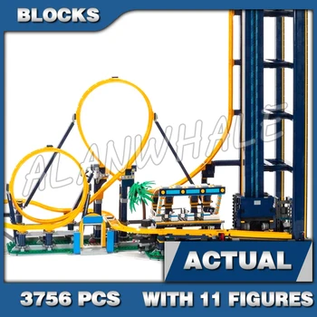 3756 adet Yaratıcı Uzman Fuar Alanı Döngü Coaster Roller Asansör Yatılı İstasyonu 13003 Yapı Taşları Seti İle Uyumlu Model
