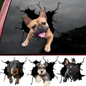 3D Komik Pug Köpek PVC Araba Çıkartmaları Pencere Çıkartması Su Geçirmez Sevimli Pet Köpek Araç Ev Dekoratif Sticker Oto Aksesuar