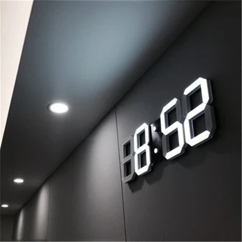 3D LED Dijital Saat Gece Modu Ayarlanabilir Ev Parlayan Elektronik Masa Saati duvar saati Dekorasyon Ofis oda duvar dekoru
