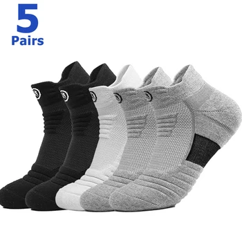 5 pairs Erkek Çorap Sıkıştırma Çorap Nefes Basketbol Spor Bisiklet Çorap Nem Esneklik Yüksek Elastik Tüp Çorap