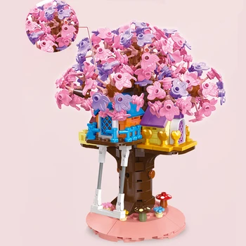 58026 Jiestar Fikirleri Moc DIY Romantik Ağaç Ev Çiçekler Tuğla Modüler Modeli Yapı Taşları Kız Oyuncak Doğum Günü Hediyeleri 628 adet
