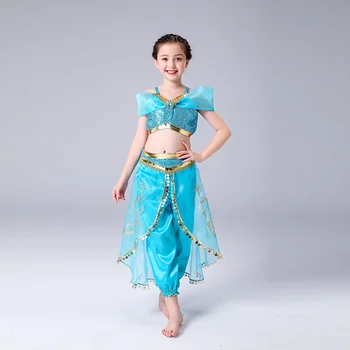 Aladdin Kızların Pantolon Dans Elbise Yasemin Prenses Elbise COS Giyim Avrupa ve Amerikan çocuk Cadılar Bayramı Performansı