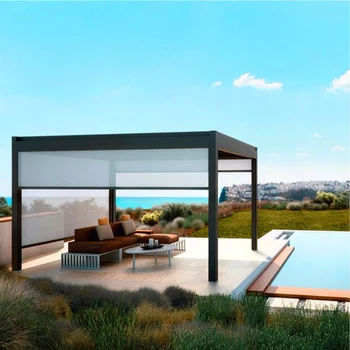 Alüminyum alaşım pavilion elektrikli panjur 3x4 m anti-tayfun güneş ekolojik odası villa açık eğlence bahçe pavilion