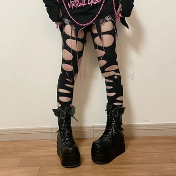 Alışveriş merkezi Goth Seksi Lolita Tayt Kadın Emo Siyah Çorap Harajuku Külotlu İç Çamaşırı Cilt Gotik Giyim Streetwear Kore Modası