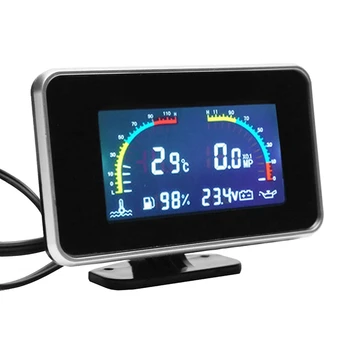 Araba LCD 4 İn 1 Ölçer dijital ekran Sensörü Gösterge Paneli Voltmetre su Sıcaklığı Ölçer 4 İn 1