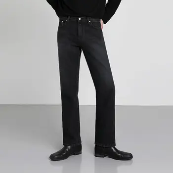 Artı Boyutu Yaz ve Bahar Erkekler Gevşek Hafif İnce Kot İş Moda Denim Streç Düz Pantolon Erkek Marka Pantolon H61