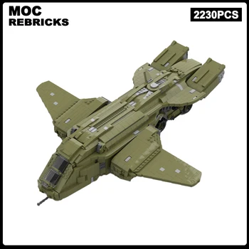 Askeri Serisi MOC Yapı Taşları Halo Pelikan D77 DIY Uçak Yapı Taşları Montaj Modeli Tuğla Ekran Yaratıcı Çocuk Oyuncak
