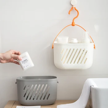 Asılı Duş Tuvalet Banyo mutfak Sepetleri Küvet Köşe Organizatör Yurt Tote Kanca Raf Asılabilir Depolama Sepeti Kanca ile