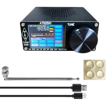 Ats-25X1 Siyah Kablosuz Alıcı Tam Bant Radyo Ayarlanabilir Parlaklık İle 2.4 İnç Dokunmatik Renkli Ekran