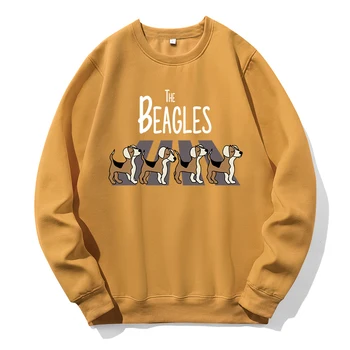 Beagles Sadelik Baskı Hoodies Erkekler Moda Rahat Kapüşonlu Temel Günlük Tüm Maç Eşofman Polar Sıcak Rahat Hoody