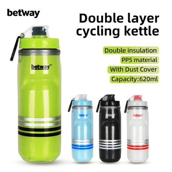 Betway bisiklet su şişesi 620 ml çift katmanlı / yalıtım soğuk tutmak bisiklet açık spor su ısıtıcısı sızdırmaz ıle tozluk