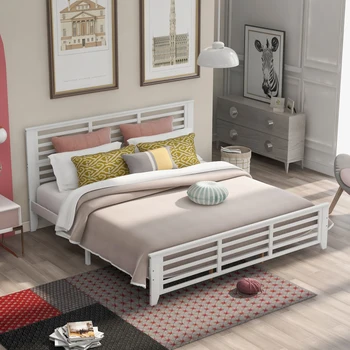 Beyaz, kral, platform yatak yatay şerit içi boş şekli montajı kolay kapalı oturma odası mobilyaları için
