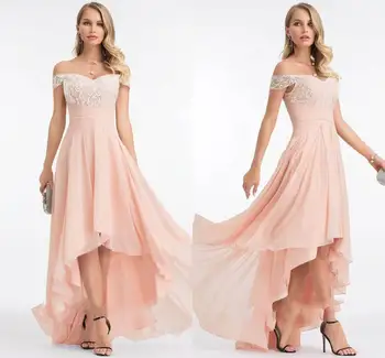 Bir omuz Anne Gelin Elbiseler Düğün için 2023 Yüksek Düşük Dantel Aplike Şifon Örgün Abiye Kadınlar için parti