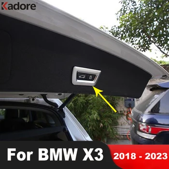 BMW için X3 SUV 2018 2019 2020 2021 2022 2023 Karbon Fiber Araba Arka Gövde Anahtarı Düğmesi Paneli Kapak Trim İç Aksesuarları