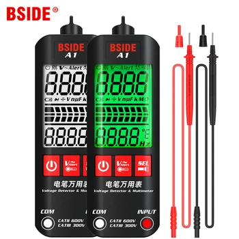 BSIDE Dijital Multimetre voltmetre A1 Renkli Ekran Temassız elektrikli kalem Çift Menzilli Canlı Tel testi Ohm Hz NCV metre