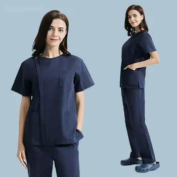 Doktor Hemşire çalışma üniforması Tıbbi Cerrahi Scrubs Üniforma Ameliyathane Pet Bakım Spa Çalışma Kıyafetleri Diş Kliniği Takım Elbise