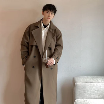 Erkek Ceket Düz Renk Turn-aşağı Yaka Tek göğüslü Ceket Rüzgarlık Rahat İş Siper Dış Giyim Sonbahar Kış için Z140