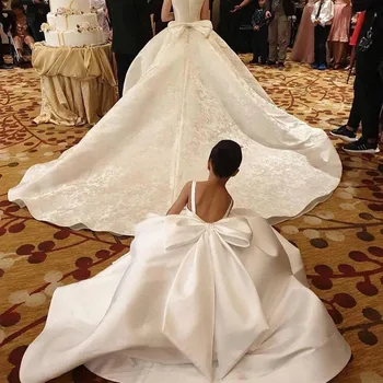 Fildişi Leke Çiçek Kız Elbise Düğün Pageant Kız Parti Elbise Genç Nedime Bebek Kız Elbisesi Büyük Yay İle