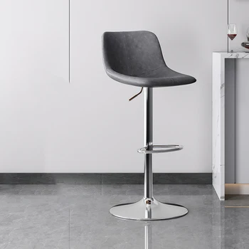 Gri Lüks Yemek Sandalyesi Ayarlanabilir Yükseklik Metal Bacaklar Barberv Ucuz bar sandalyesi Makyaj Tasarımcısı Ücretsiz Kargo Sillas Mobilya