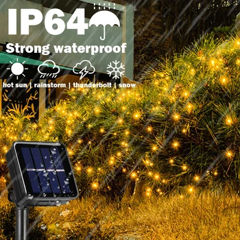Güneş tel lambası Dize Led tel su geçirmez açık alan aydınlatması Noel Bahçe Tatil Dekorasyon Eklemek için Renkli ışıklar 5m/10m / 20m