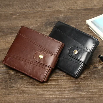 Hakiki Deri erkek cüzdanları Rfıd Engelleme Vintage Cüzdan Erkekler için Kredi kart tutucu Çanta Para Çantası Cüzdan Adam En İyi Hediye