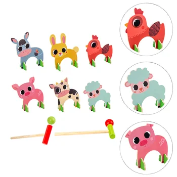 Hayvan Kroket Çocuk Oyuncakları Küçük Kapı Okul Öncesi Oyunları Topları Set Ahşap Çocuk Hediye İnteraktif