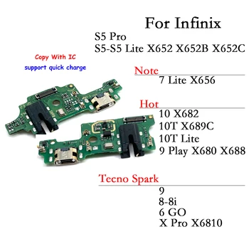 Infinix Sıcak Not Tecno Kıvılcım Sıfır S5 7 10 10T Lite X Pro 6 Go 8 8i 9 Oyun USB şarj portu Kurulu Bağlayıcı Dock Flex Kablo