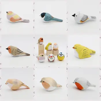 Iskandinav tarzı Sevimli Yaratıcı Ahşap Oyma Kuş çocuk Oyuncakları doğum günü hediyesi Ev Dekor Komik Narin Retro Masaüstü Süs