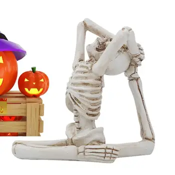 Iskelet Yoga Heykeli Dekoratif Manevi Reçine Kafatası Heykel Eğlenceli Cadılar Bayramı Kafatası Süs Ölü Süslemeleri