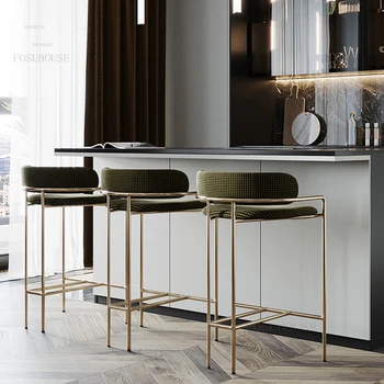 İskandinav Ferforje bar sandalyesi mutfak mobilyası Modern Minimalist Yüksek bar taburesi Yaratıcı Tasarımcı Cafe Arka Kol Dayama bar sandalyesi s