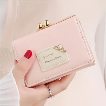 Kadın Cüzdan Kadın Kısa Tasarım Moda Üç Kat Çanta Basit Sevimli Öğrenci Debriyaj kart tutucu bozuk para cüzdanı