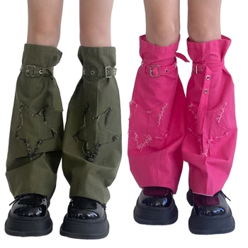 Kadın Kot bacak ısıtıcıları Kızlar 80s Harajuku Punk Diz Yüksek Bacak Çorap Tiki Çorap Gotik Elbise Y2K Streetwear