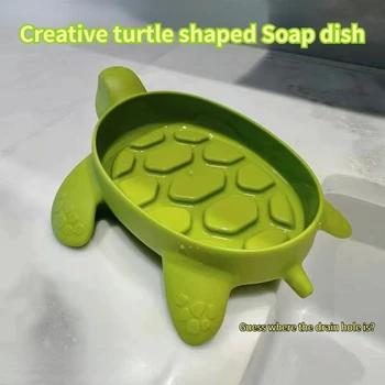 Kaplumbağalar Şekli Sabun Kutusu Drenaj Sabunluk Kutusu Banyo Duş Sabunluk Sünger Depolama Plakası Tepsi Banyo Malzemeleri Gadge