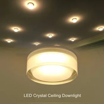 Kare / Yuvarlak LED Downlight 3W 5W 7W Spot ışık led Kristal led Tavan lambası ev dekorasyon için mutfak Spot Aydınlatma Armatürü