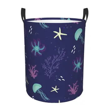 Katlanır çamaşır sepeti Mercan Deniz Hayvanları Kirli Giysiler Oyuncaklar Depolama Kovası Gardırop Giyim Organizatör Sepet