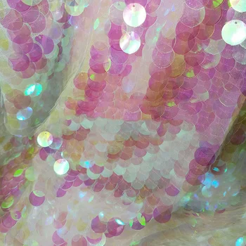 kumaş Lazer şifreleme balık pulu büyük madeni pul dantel tül pullu düğün resmi elbise dekorasyon 130x50 cm