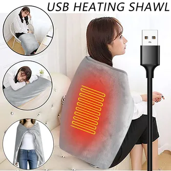 Kış elektrikli battaniye USB ısıtmalı sıcak şal ofis ev ısıtma soğuk koruma sıcak tutmak mercan pazen ısıtmalı battaniye