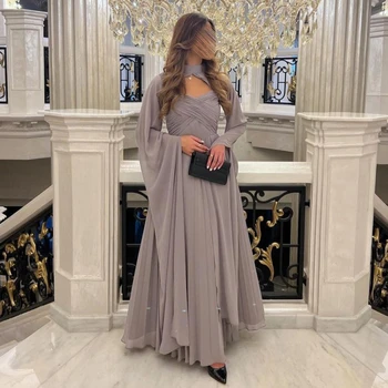 Lovestory Suudi Arabistan Kadın Anahtar Deliği Yüksek Yaka balo kıyafetleri Uzun Kollu Dantelli Şifon Düğün Misafirler Parti Abiye giyim