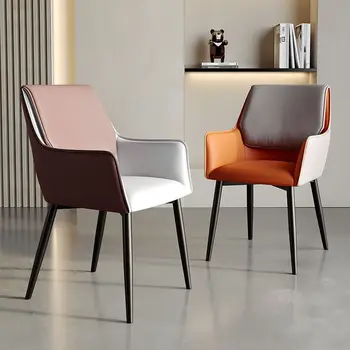 Lüks Yemek Sandalyesi 2023 Yeni İskandinav Modern Basit Sandalye Geri Demir Metal Restoran Masa Sandalye Makyaj Deri Tabure