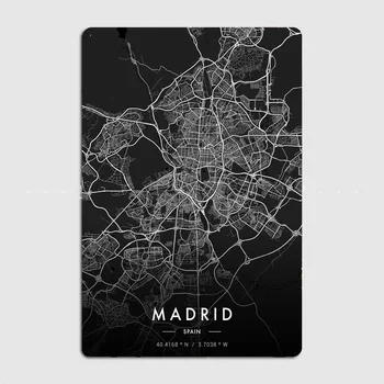 Madrid Şehir Haritası Karanlık Şövalye Sanatsal panel dekorasyon Karakterler ve Manzara Eski Ev ve Bar Duvar Dekor